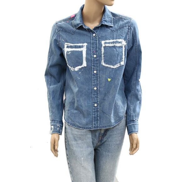 Kerri Rosenthal Pia Western Studio Shirt Top Long Sleeve Printed XS NWD 284549 - Picture 10 of 14